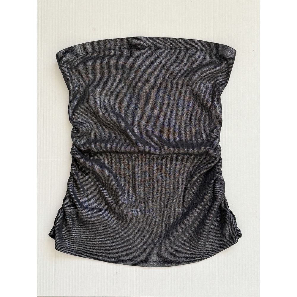 Vintage Y2K Torrid Size 1 Metallic Gunmetal Ruched Strapless Tube Top